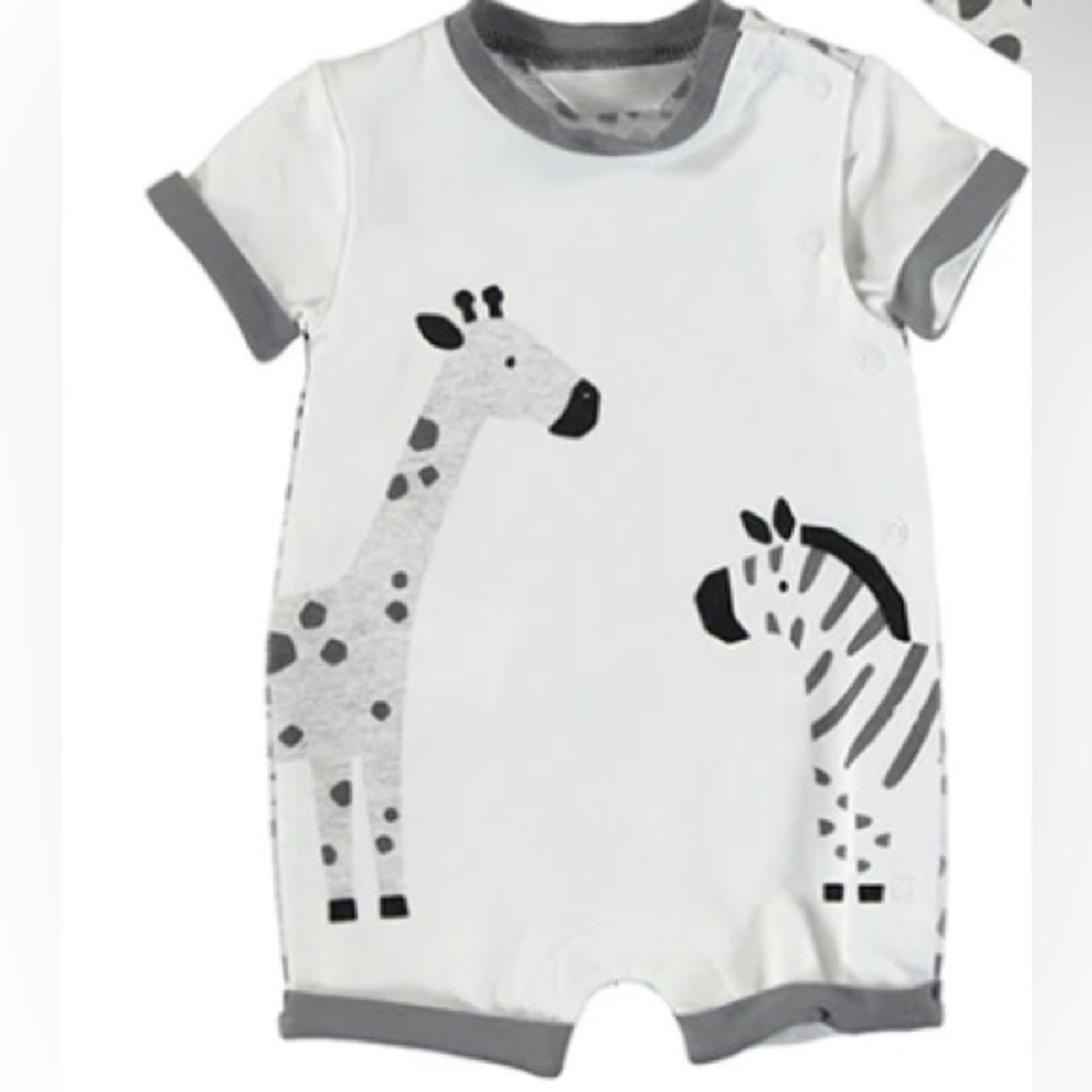 Mayoral White and Gray Animal Print Bodysuit